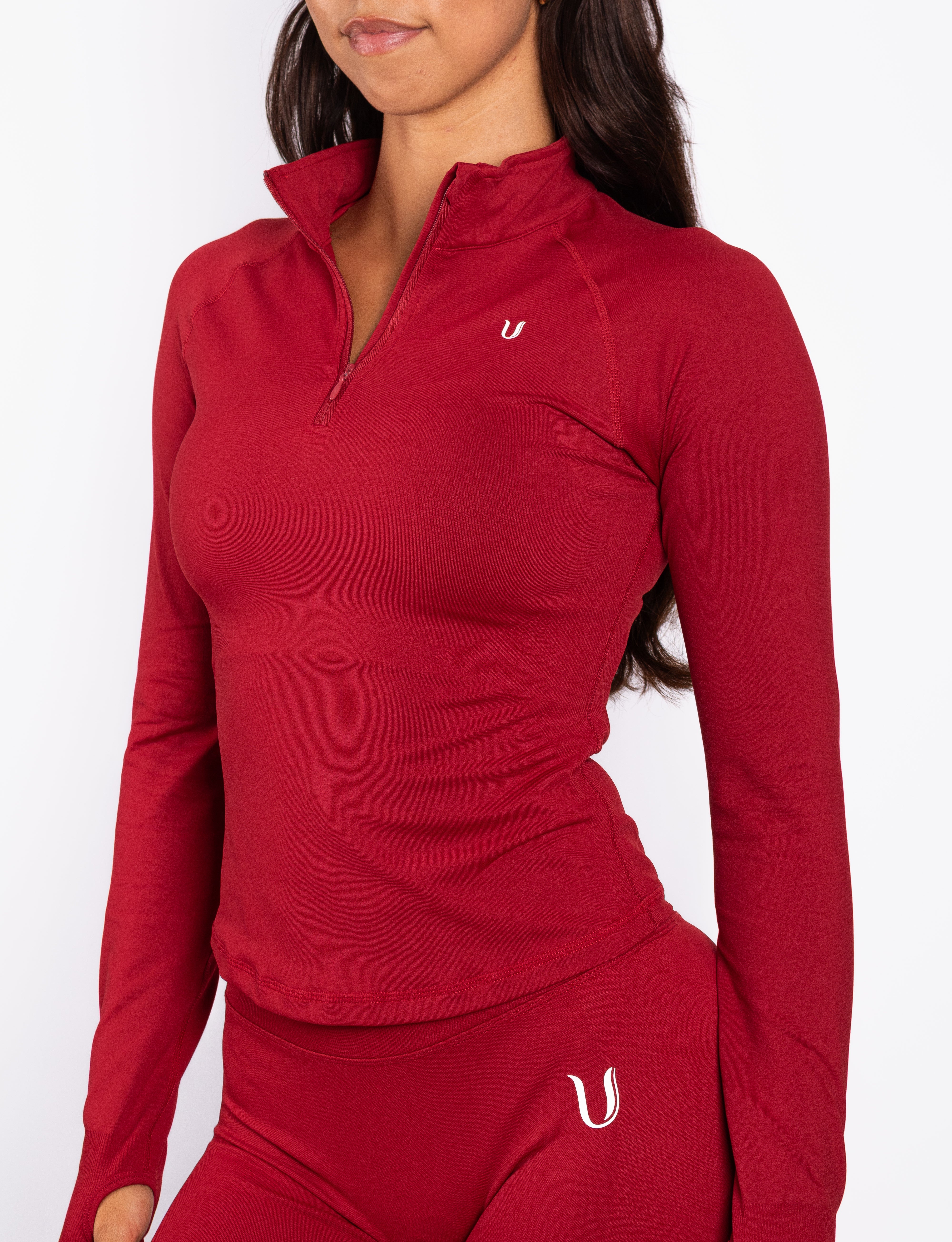 Beau | Half Zip Langarm Top Rot