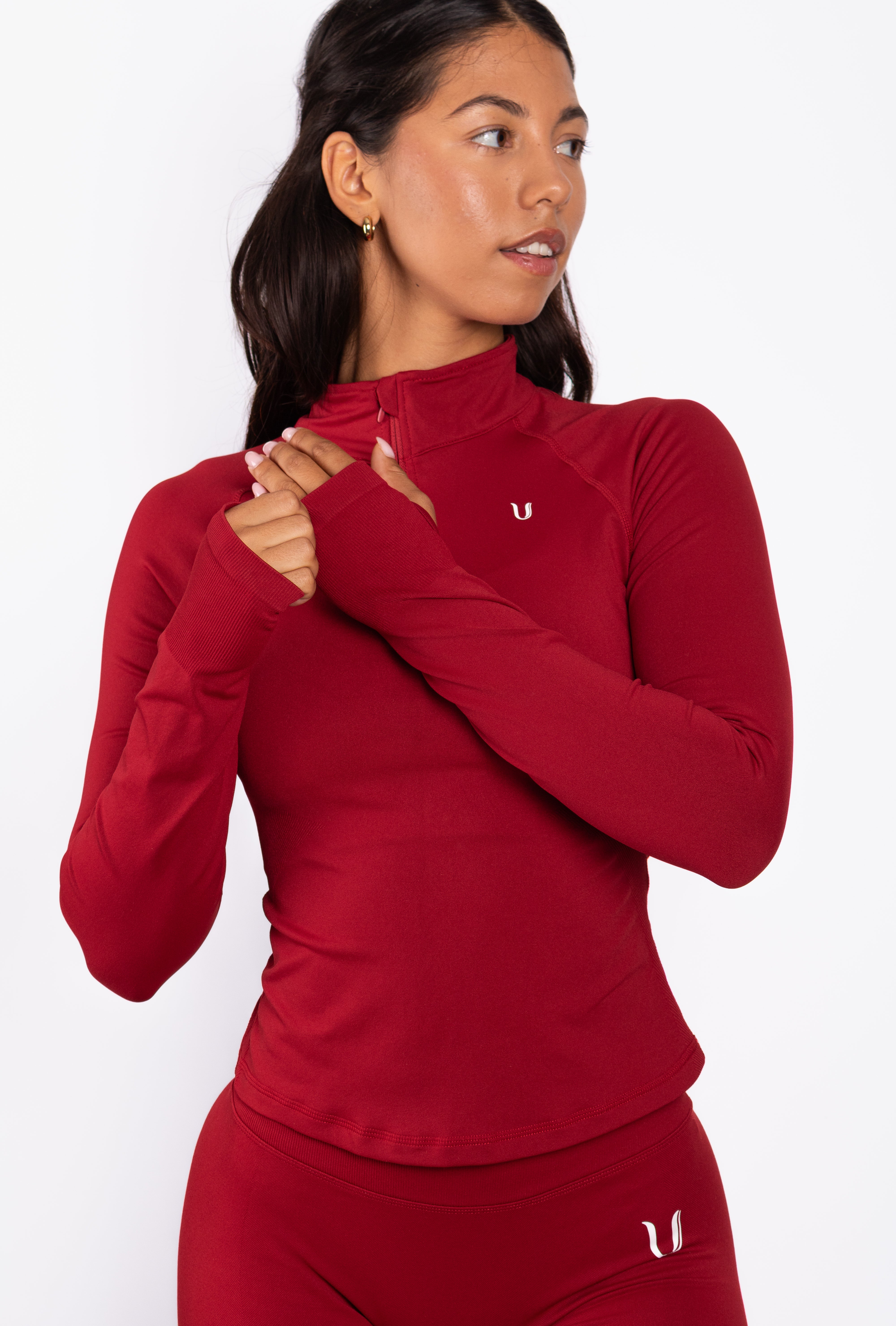 Beau | Half Zip Langarm Top Rot