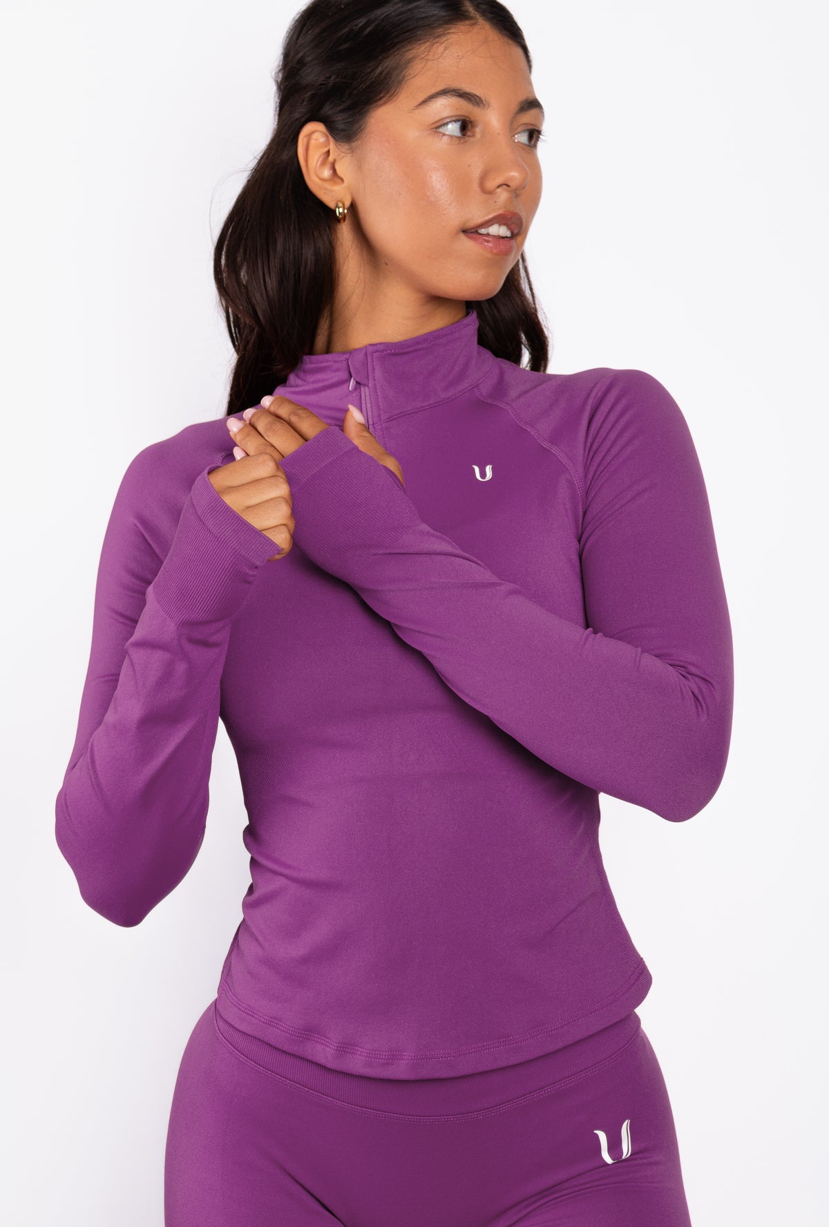 Beau | Half Zip Langarm Top - Lila