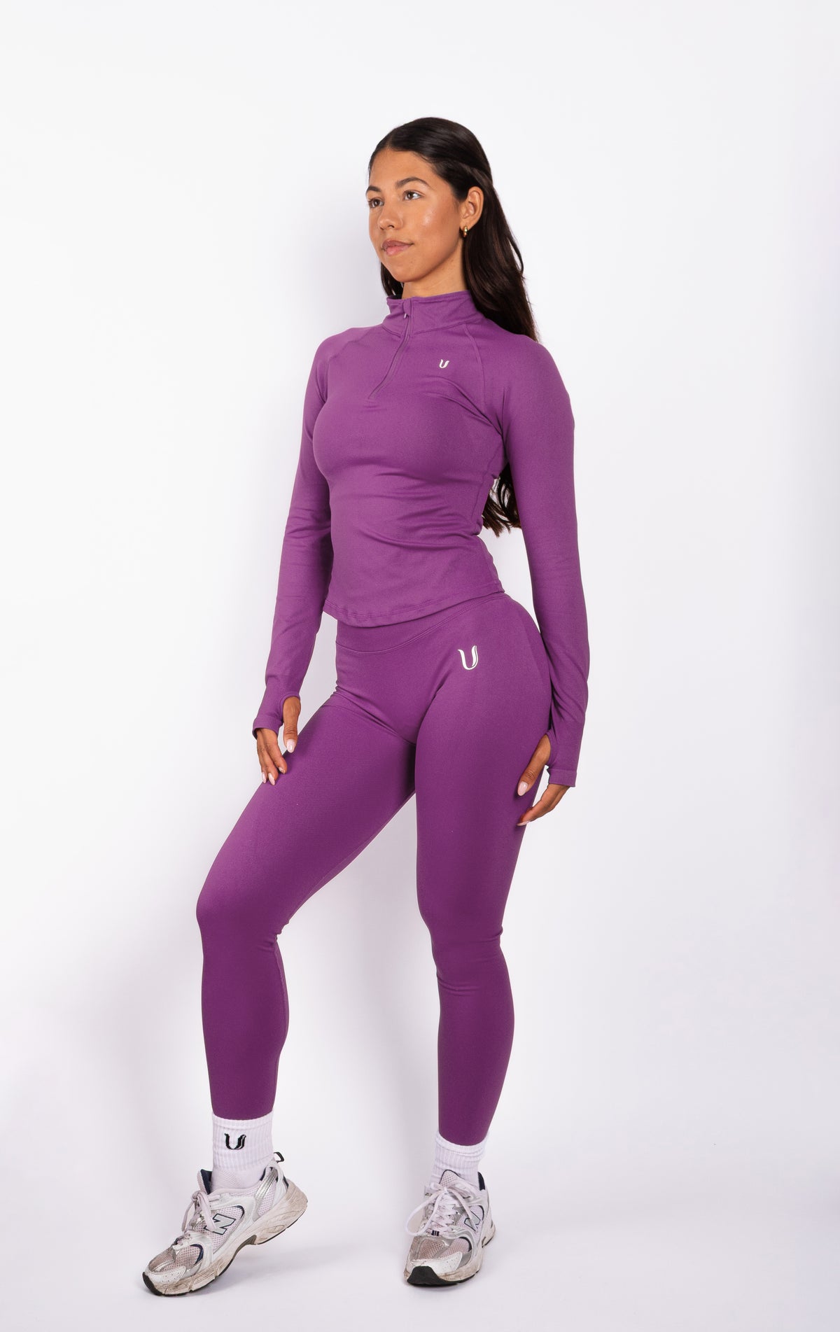 Beau | Half Zip Langarm Top - Lila