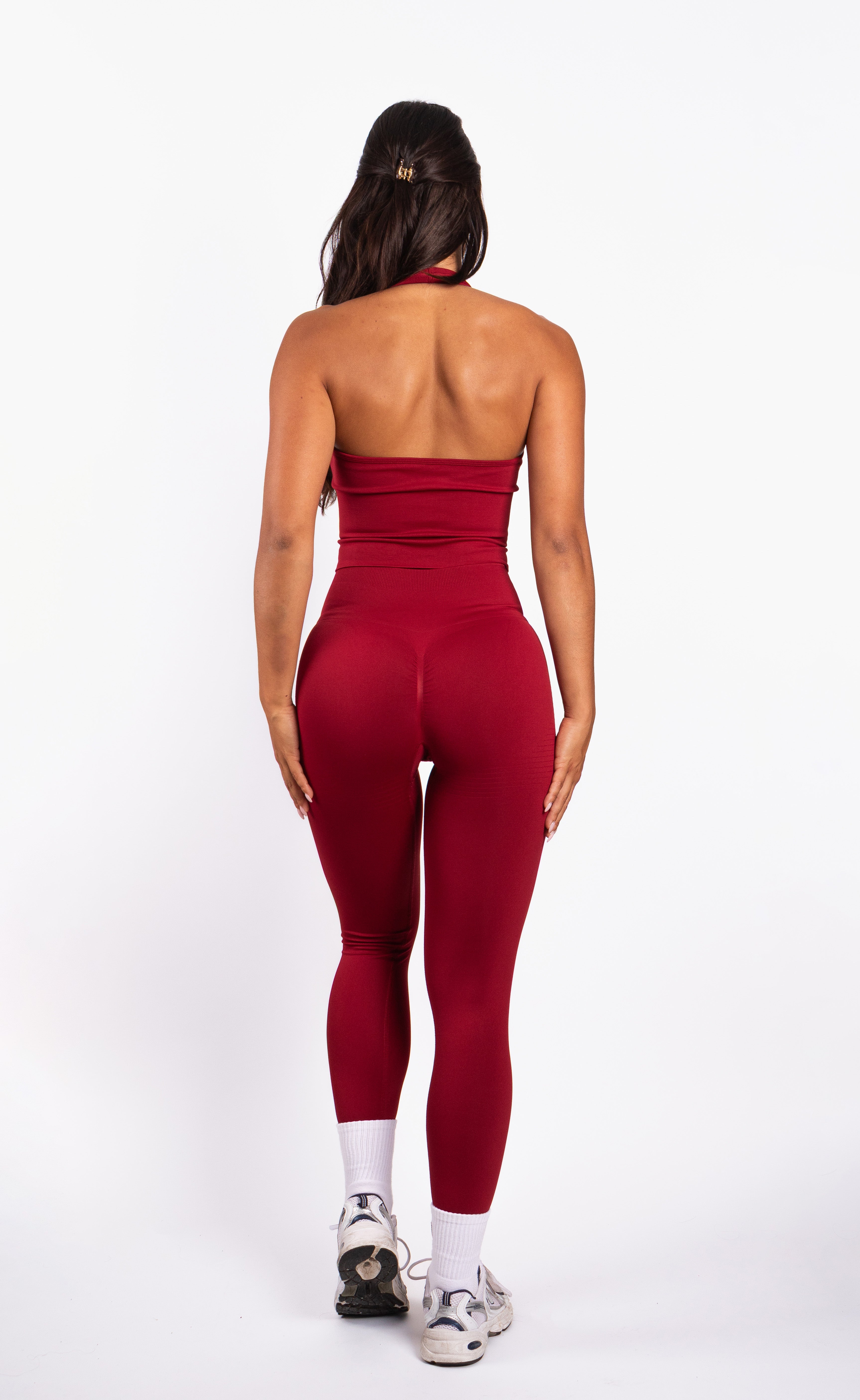 Bibi | Gerippte Nahtlose Leggings – Rot