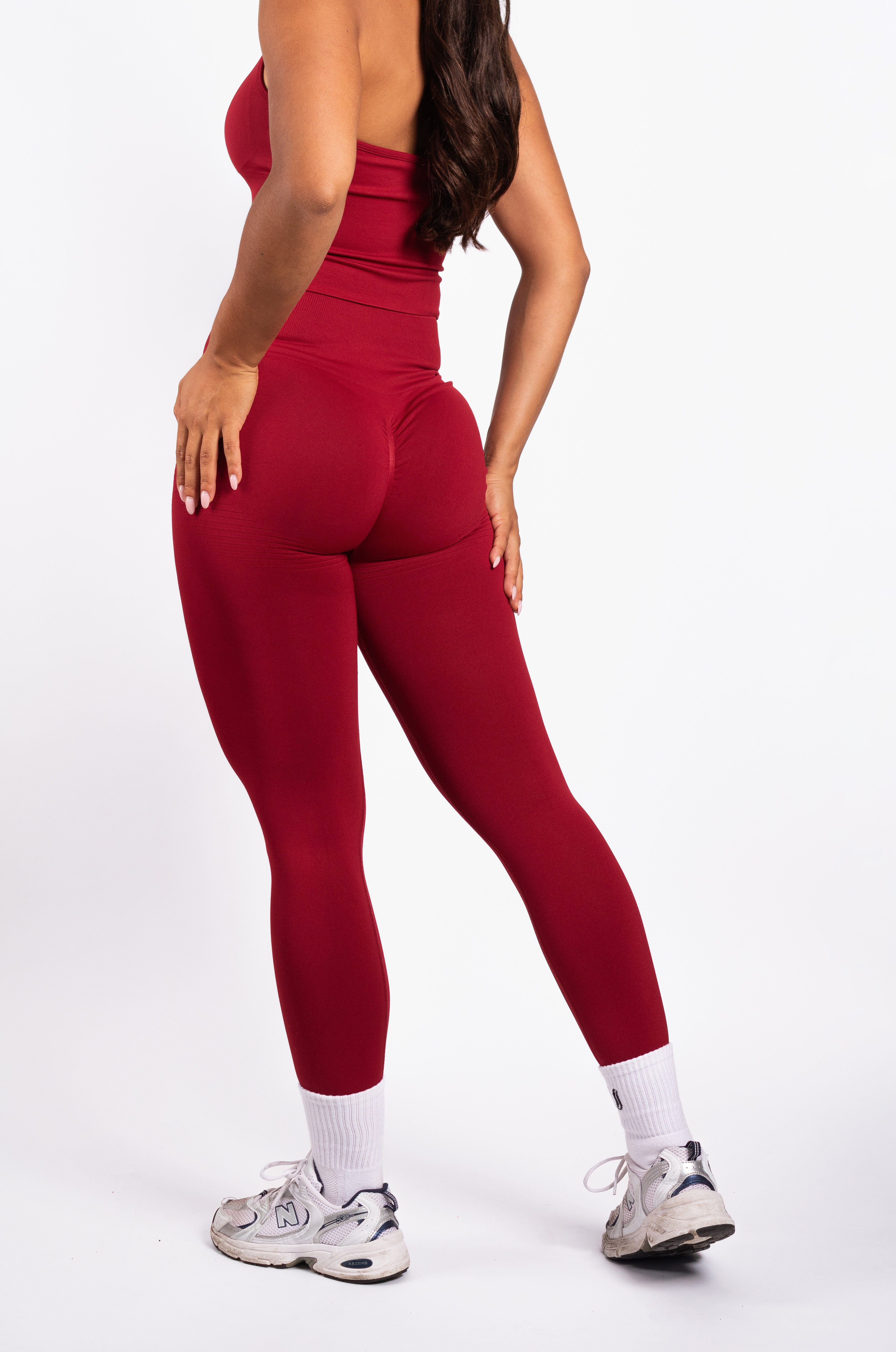Bibi | Gerippte Nahtlose Leggings – Rot