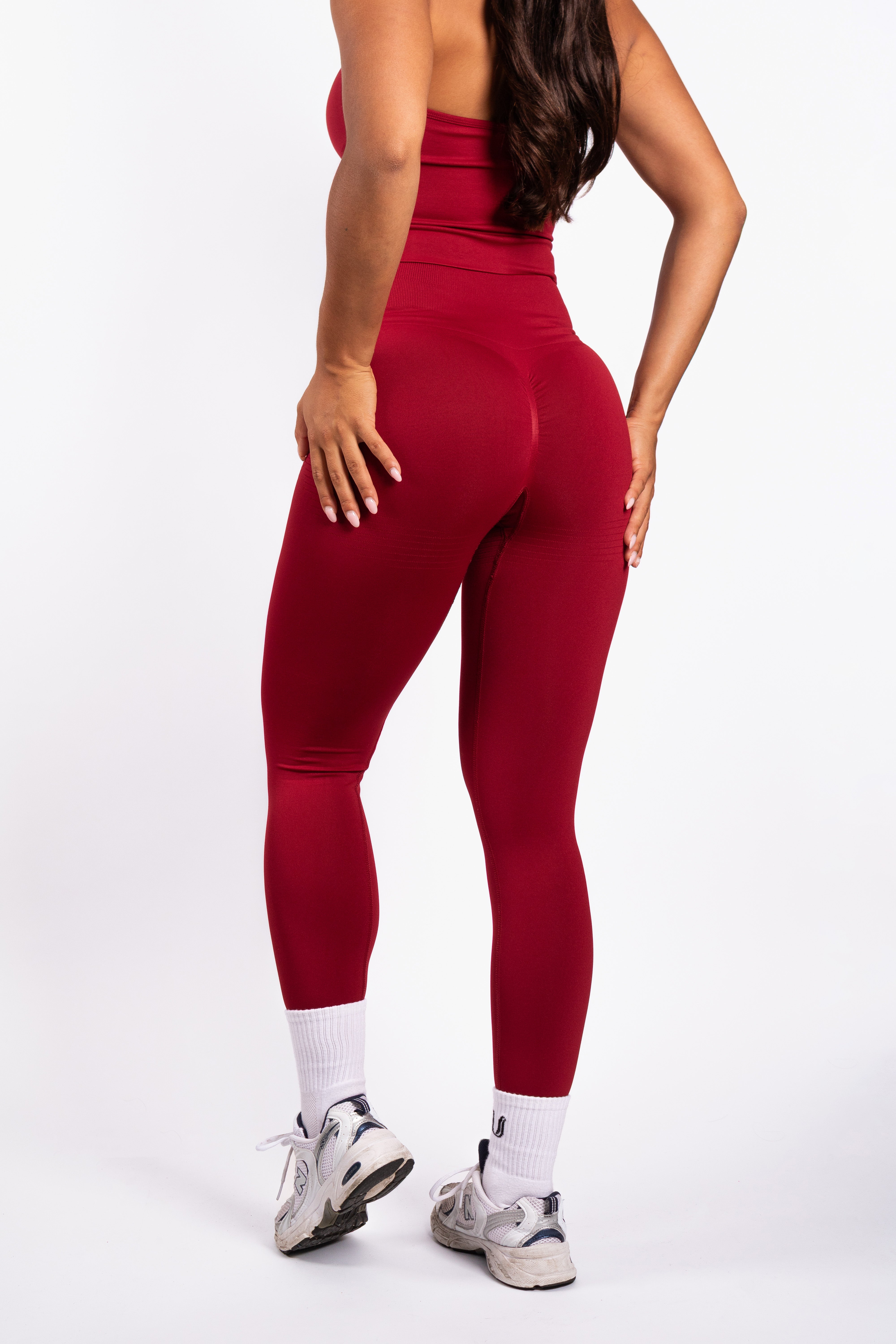 Bibi | Gerippte Nahtlose Leggings – Rot