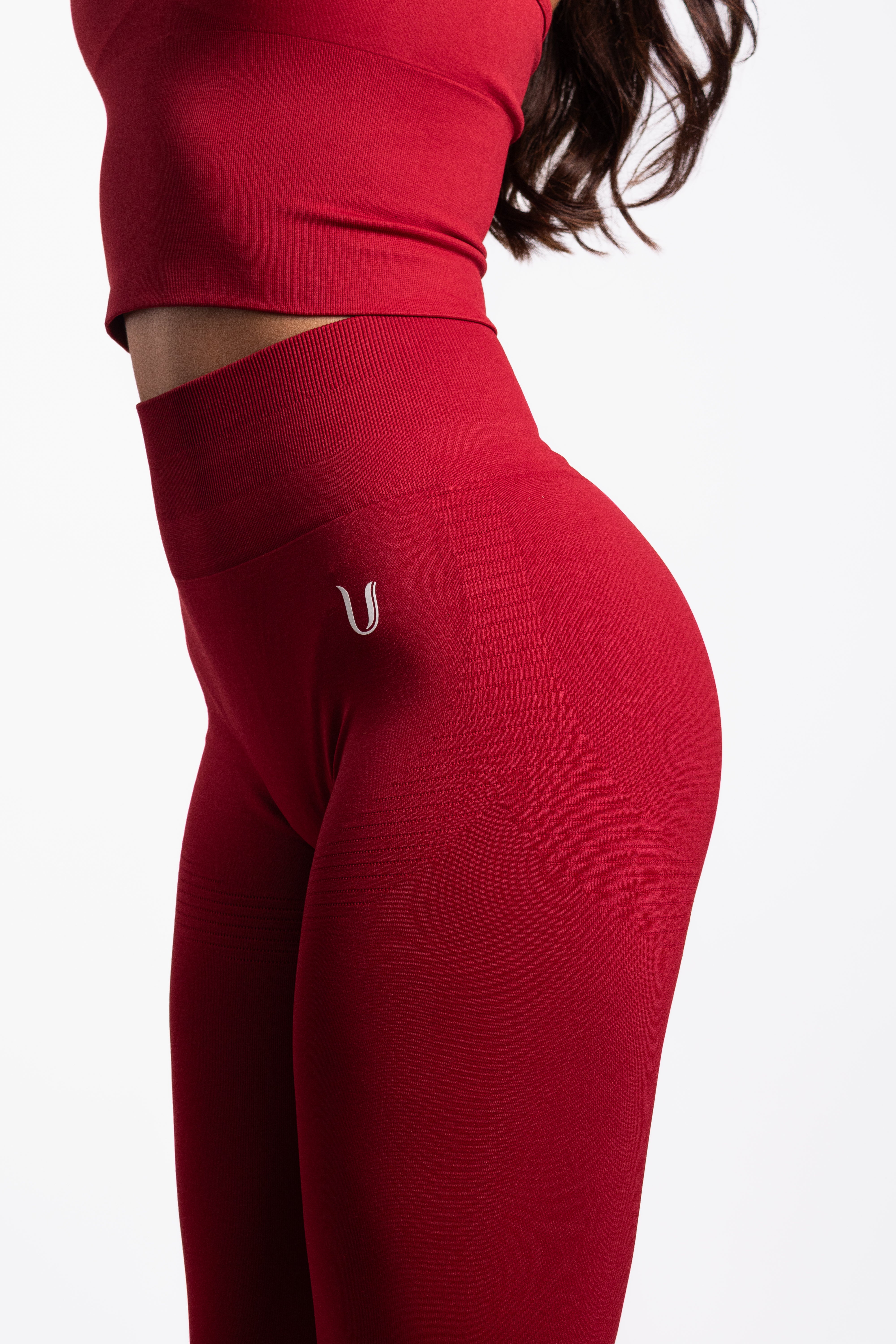 Bibi | Gerippte Nahtlose Leggings – Rot