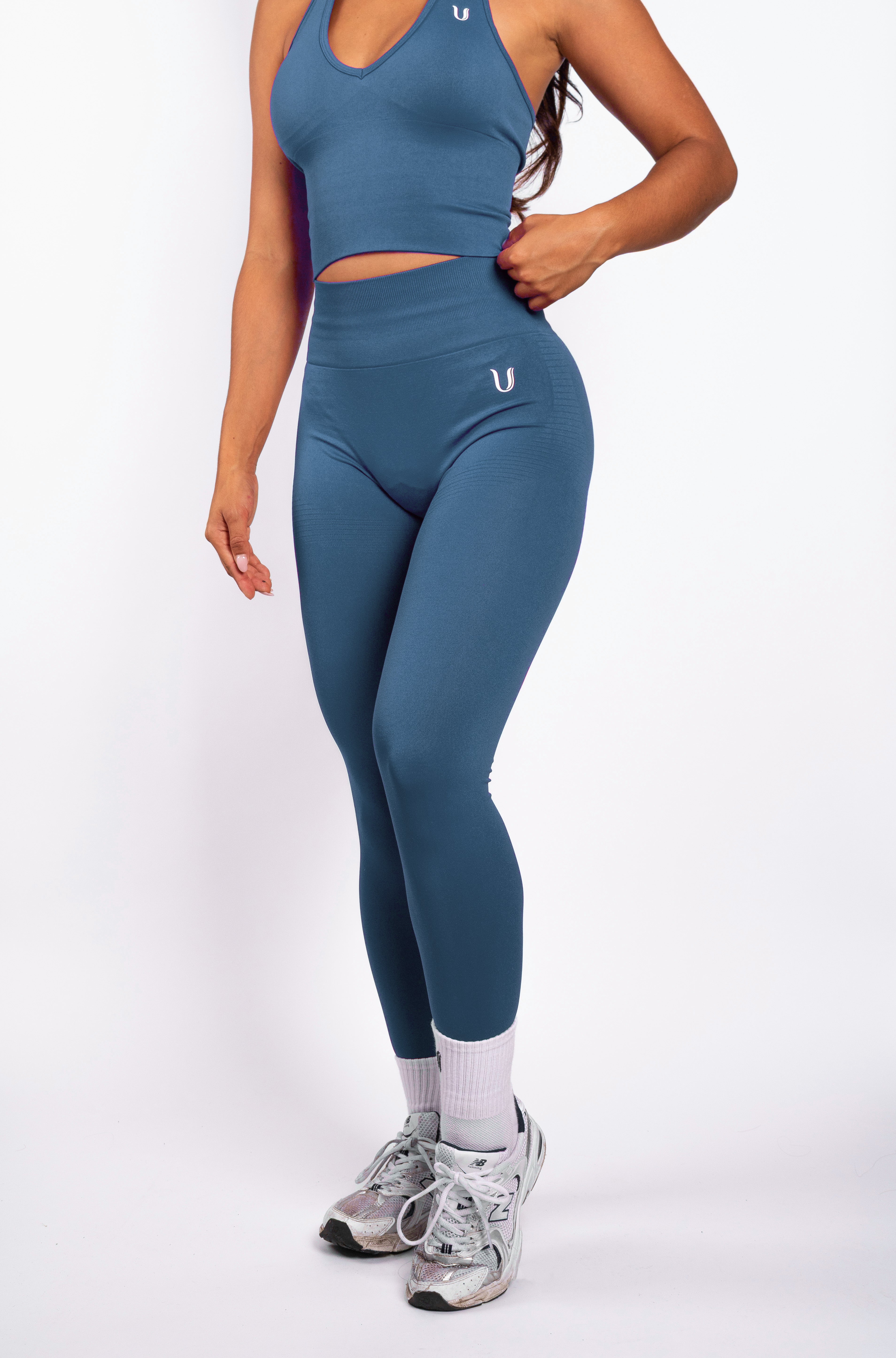 Bibi | Gerippte Nahtlose Leggings – Blau