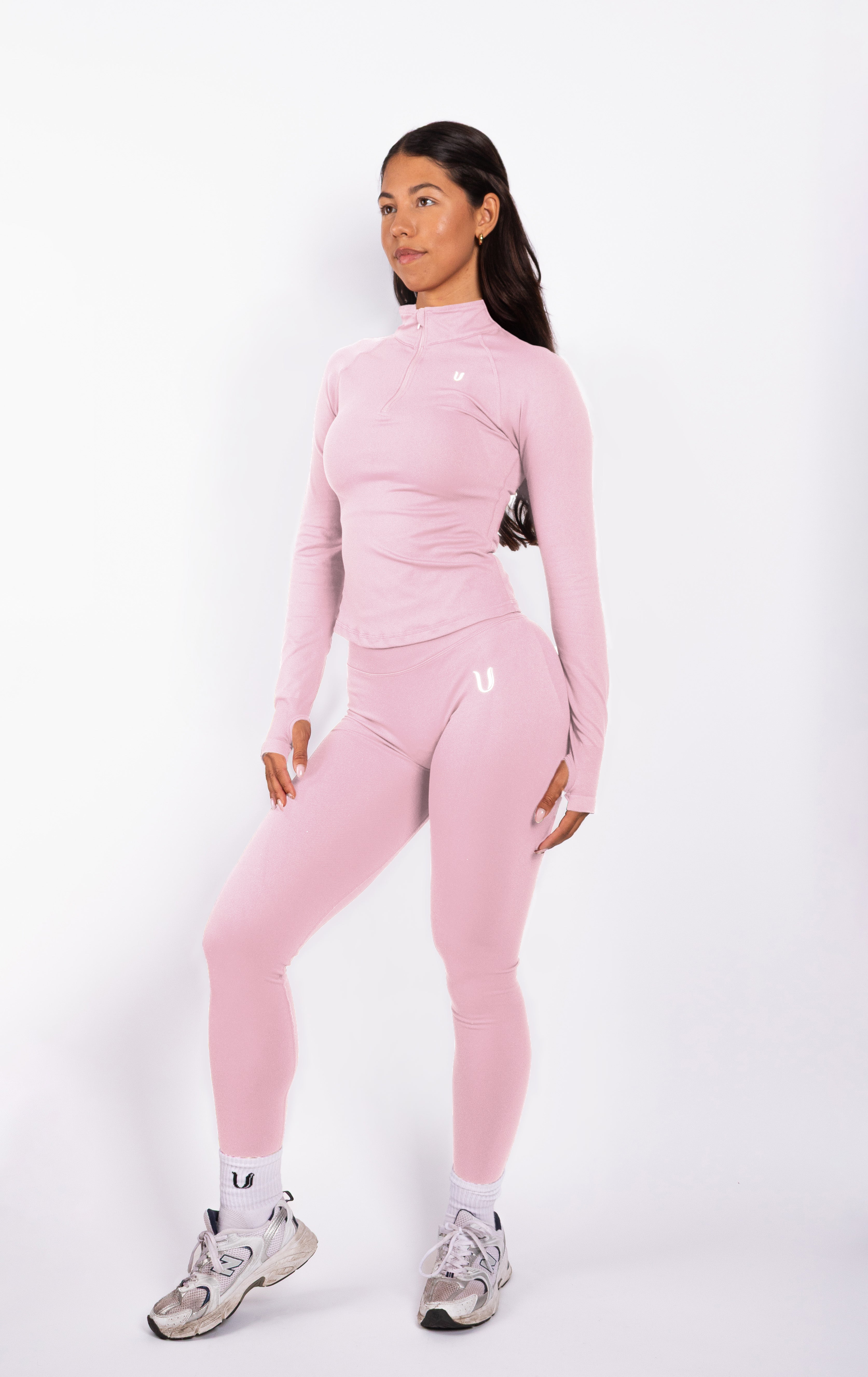 Beau | Half Zip Langarm Top Rosa