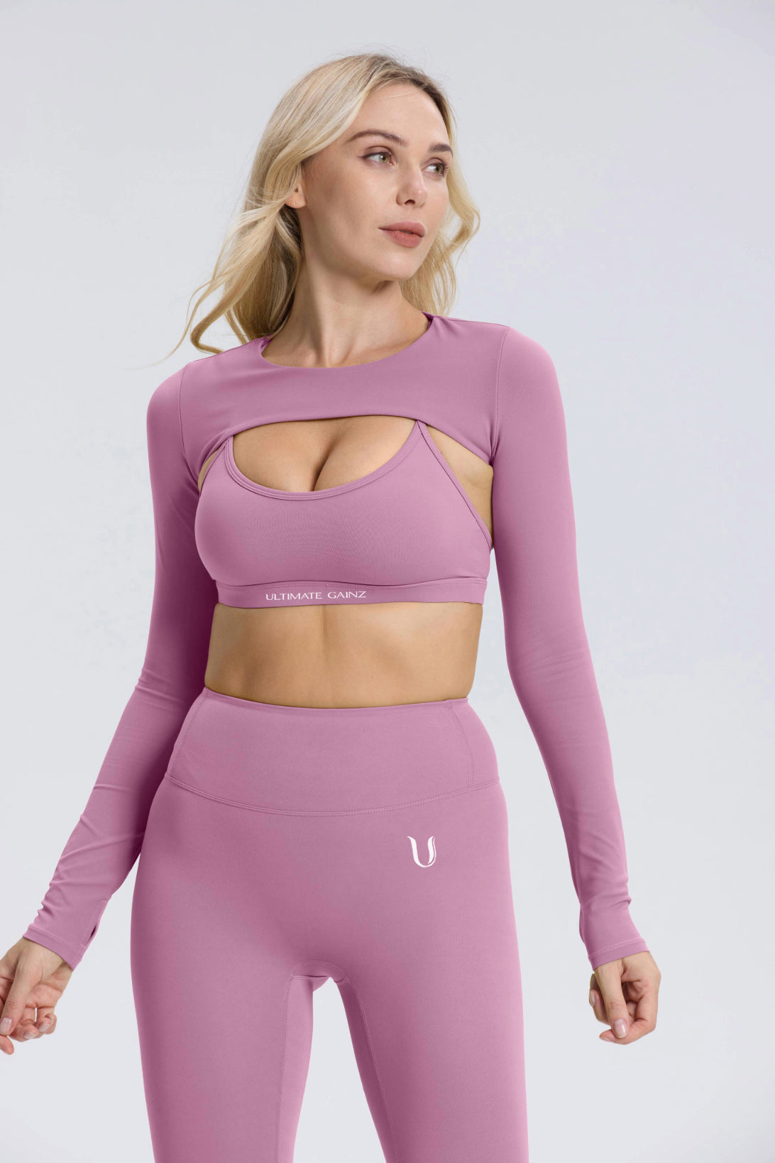 Hailey | Langarm-Crop Top - Hellviolett