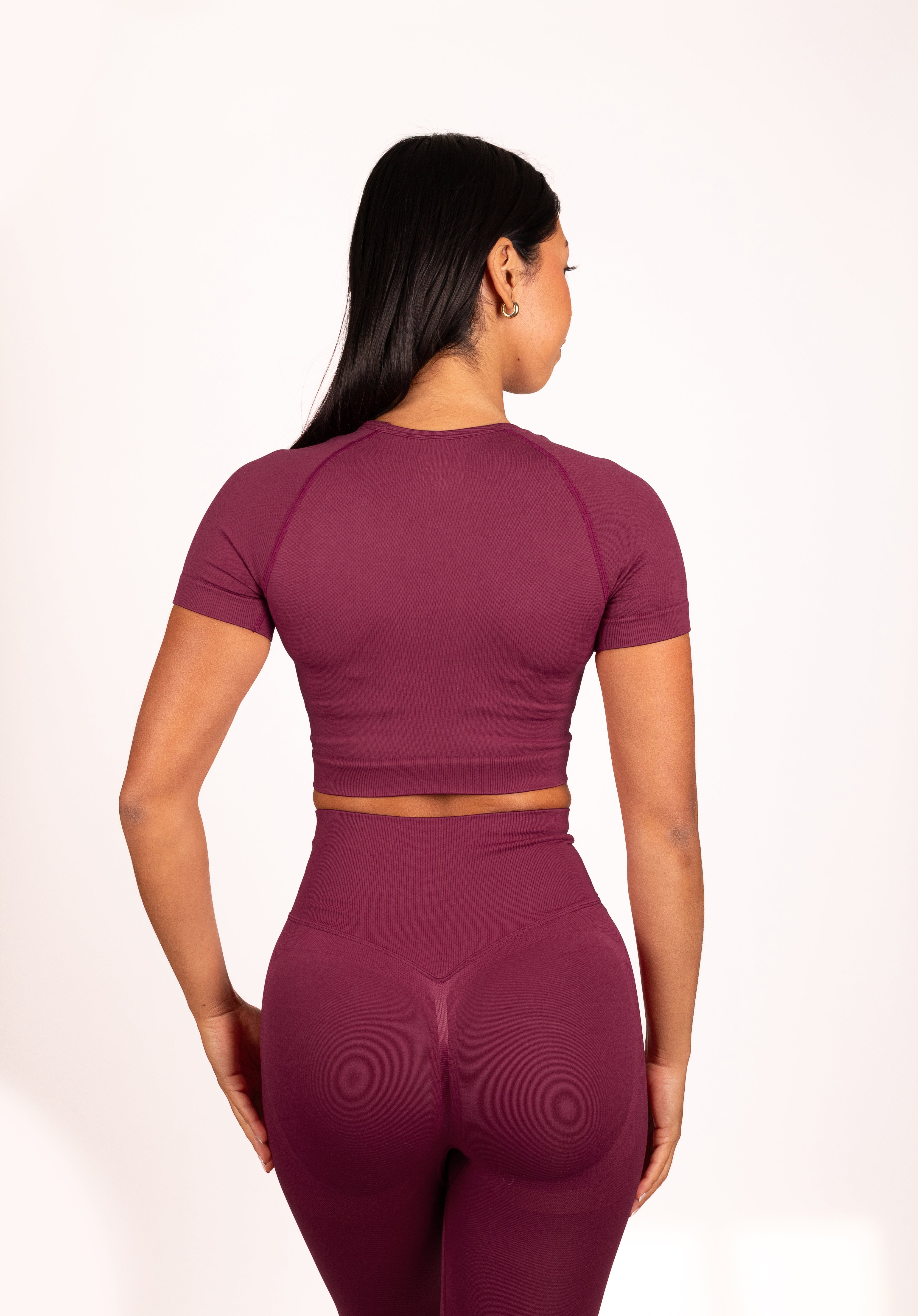 Leonie Top Shirt Wijnrood - Dames workout kleding achterkant