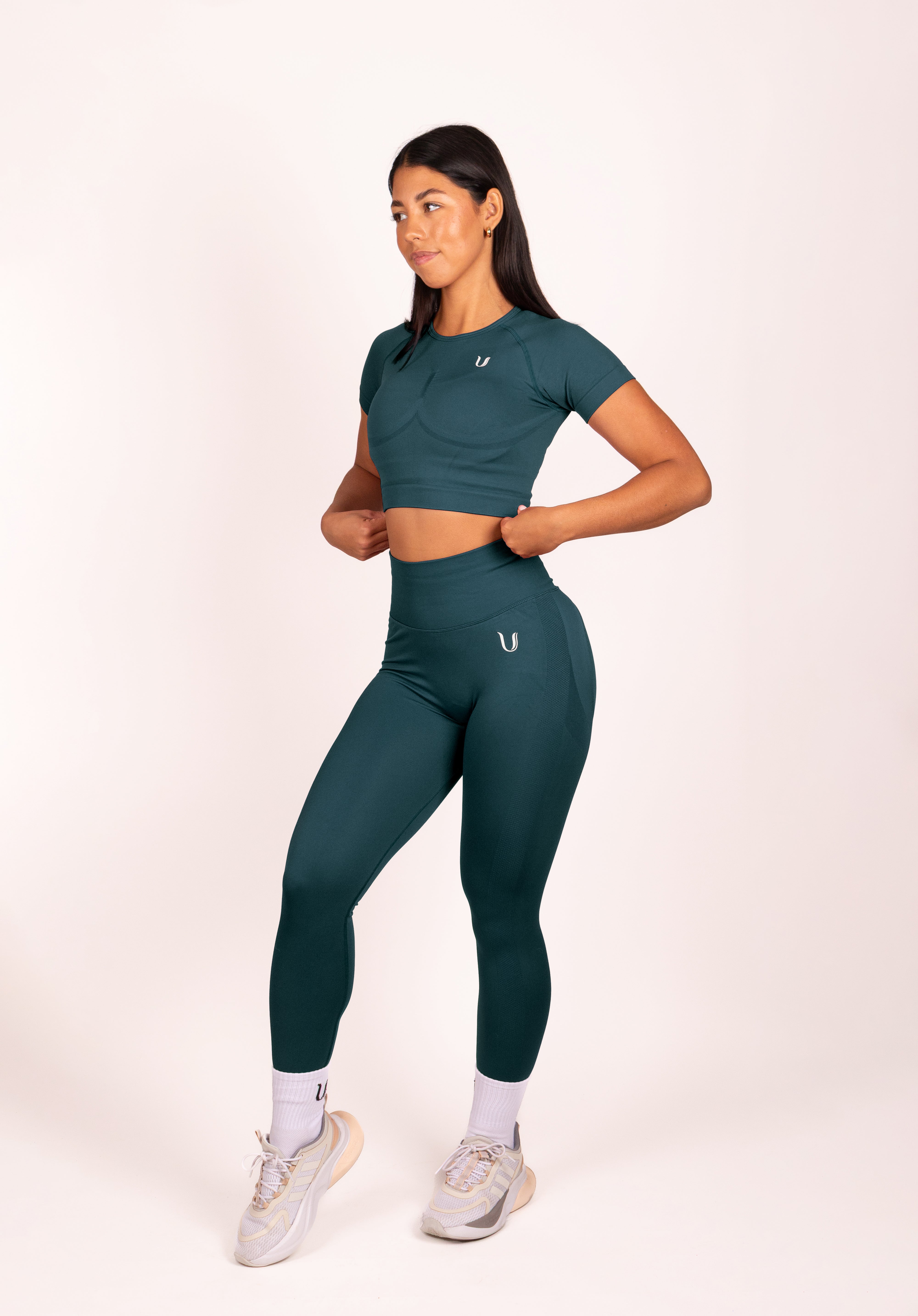 Leonie Top Shirt Blauwgroen - Dames workout kleding achterkant