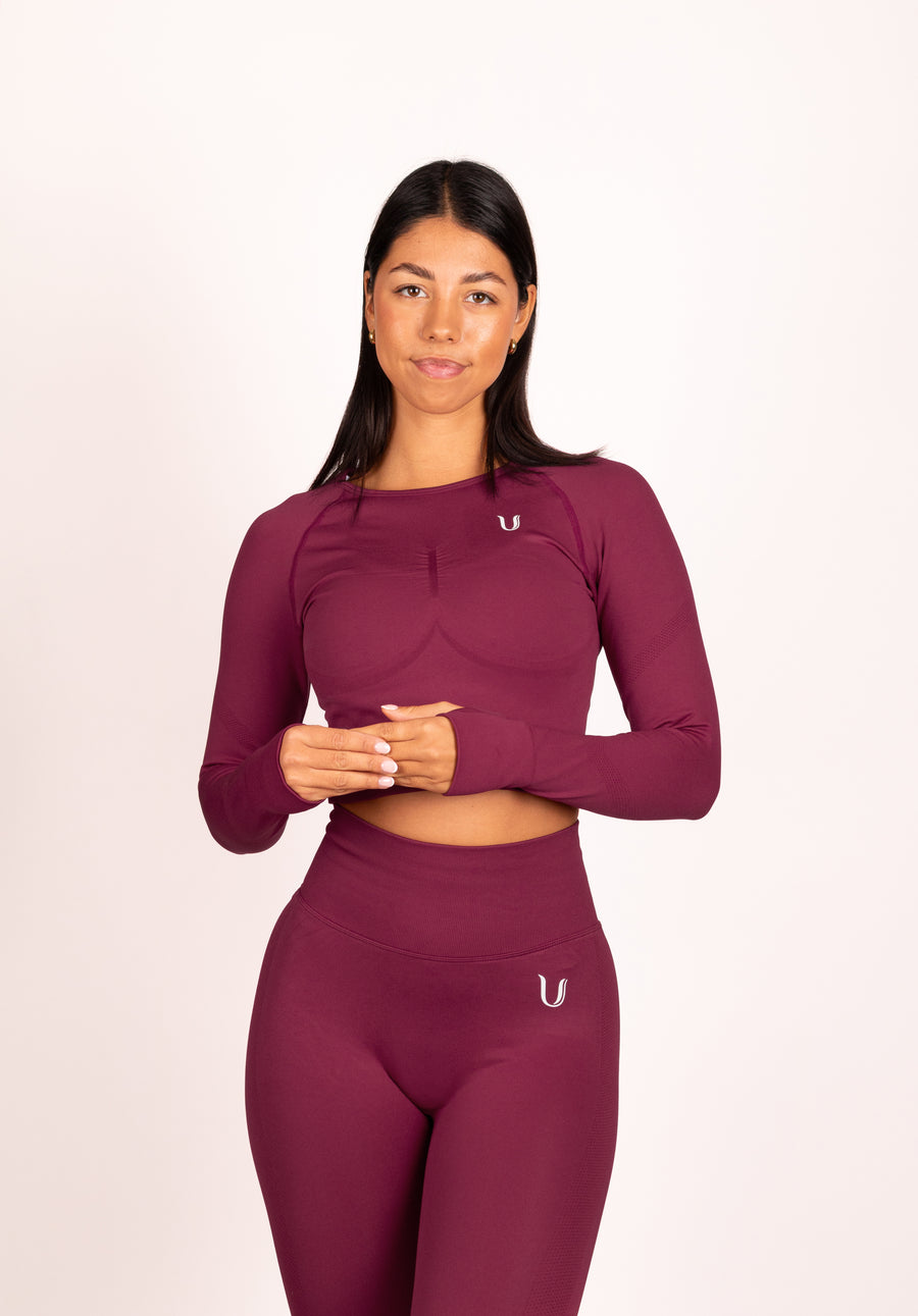 Leonie | Langarm Top Shirt - Weinrot