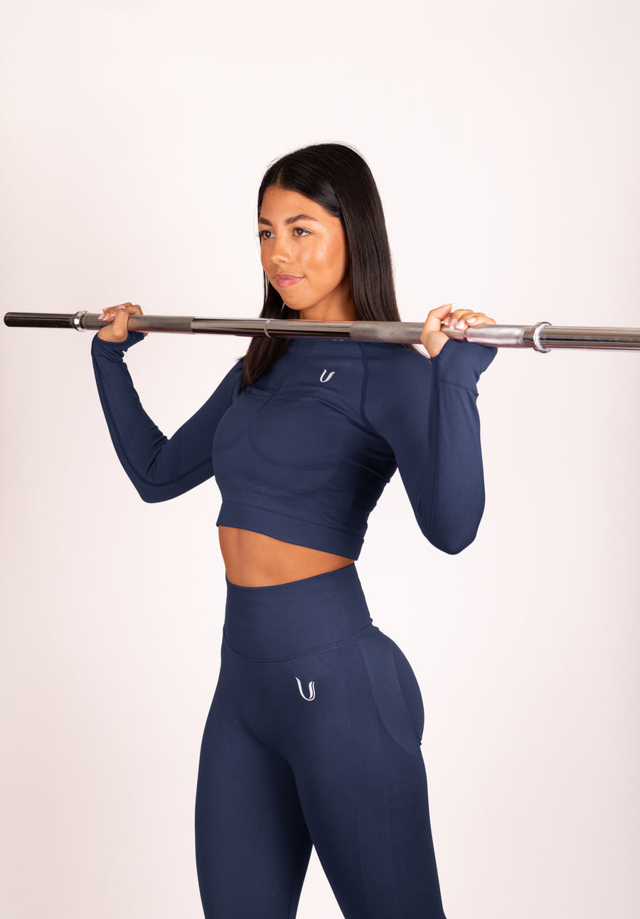 Leonie | Langarm Top Shirt - Dunkelblau
