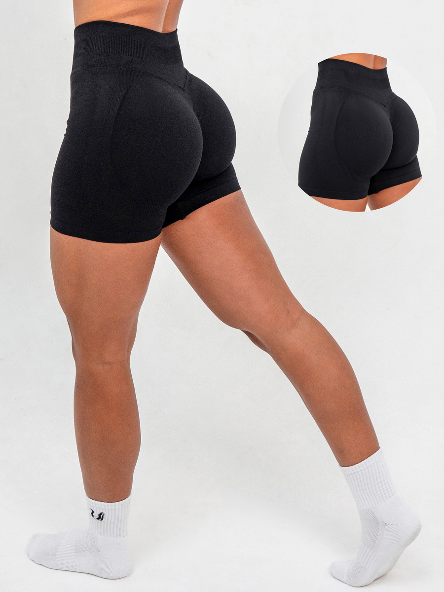 Luna | Premium Seamless Scrunch Short - Schwarz
