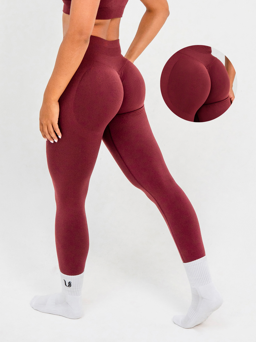 Luna | Premium Seamless Scrunch Legging - Weinrot