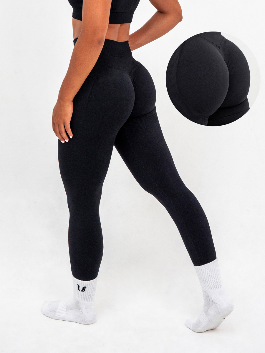 Luna | Premium Seamless Scrunch Legging - Schwarz