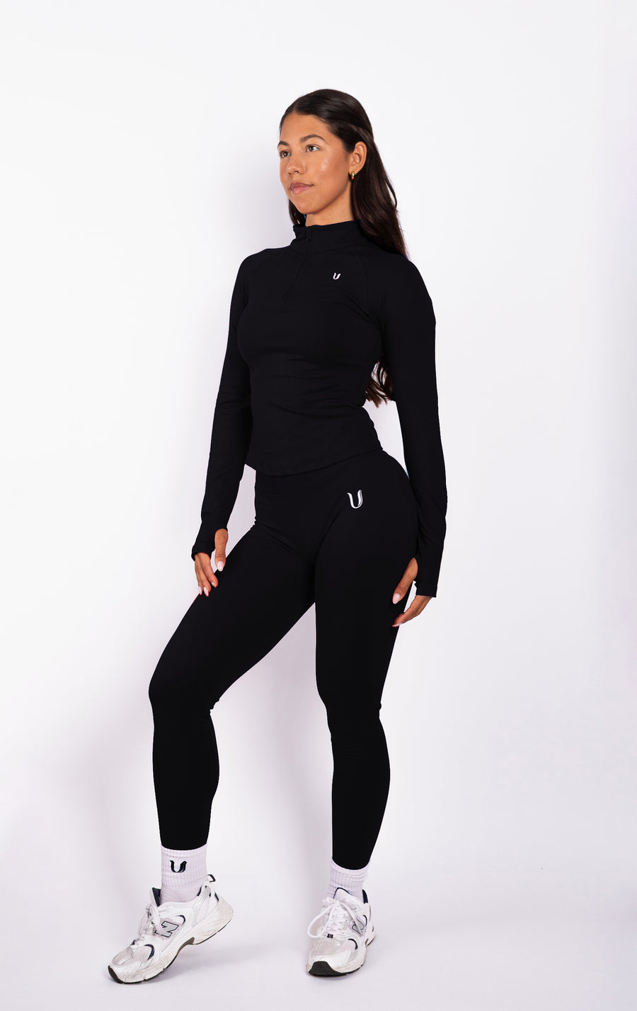 Beau | Half Zip Langarm Top - Schwarz