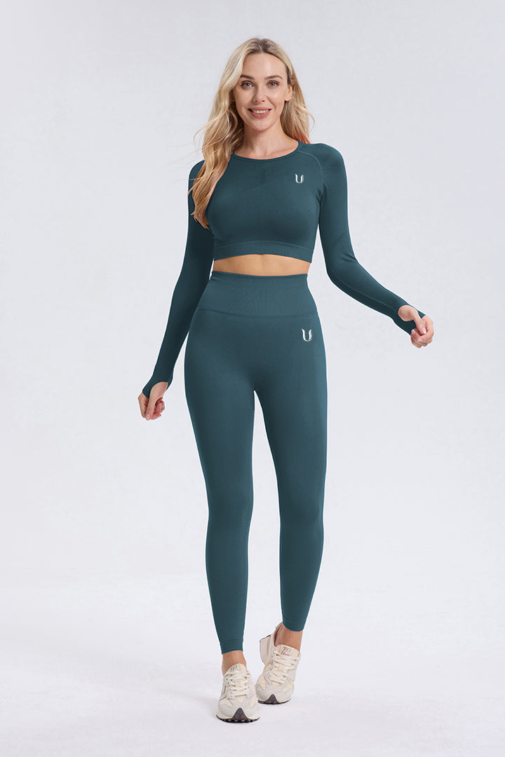 Maeve | High Waist Scrunch Leggings - Blaugrün