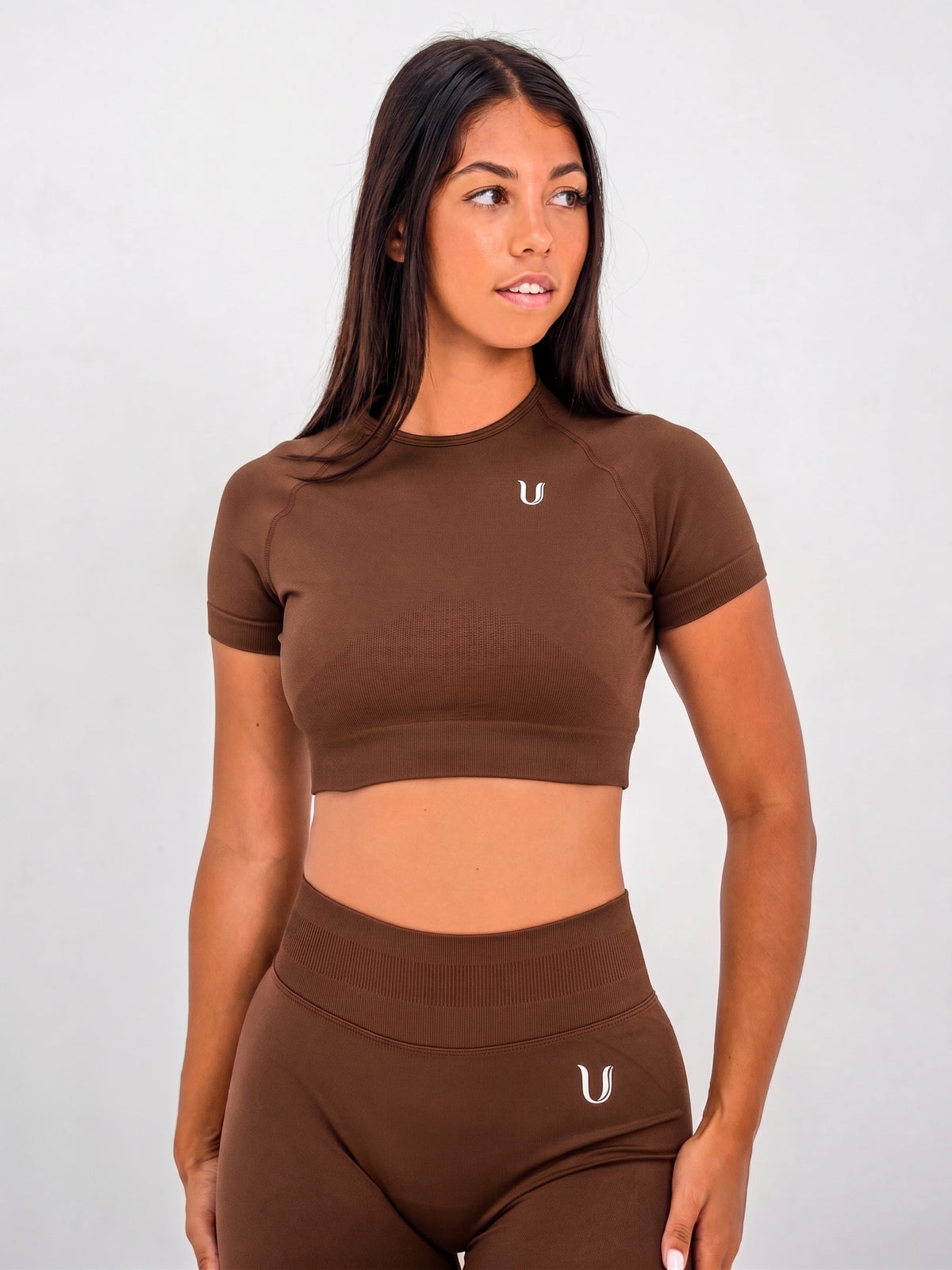 Luna | Premium Seamless Crop Top - Braun