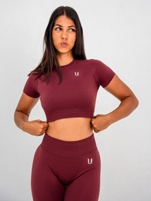 Luna | Premium Seamless Crop Top - Wijnrood