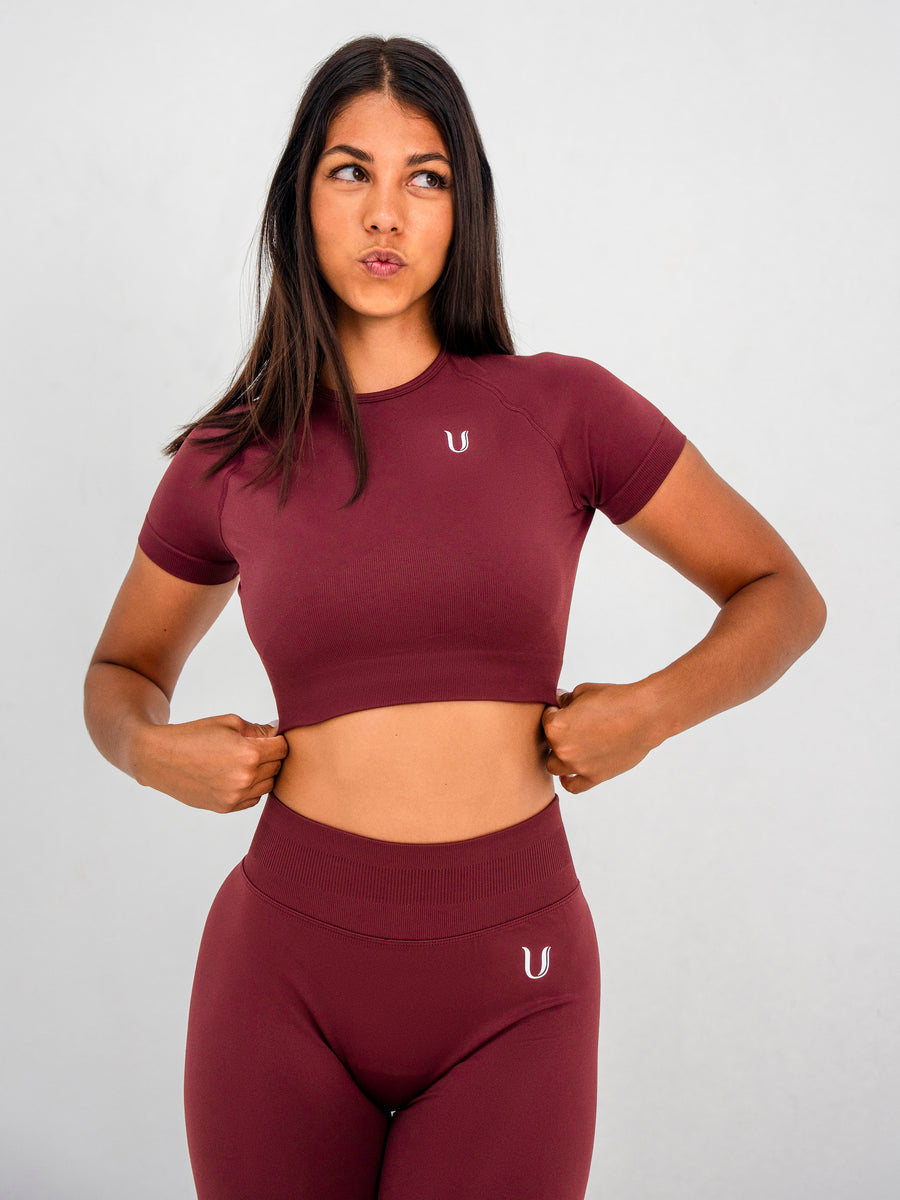 Luna | Premium Seamless Crop Top - Weinrot