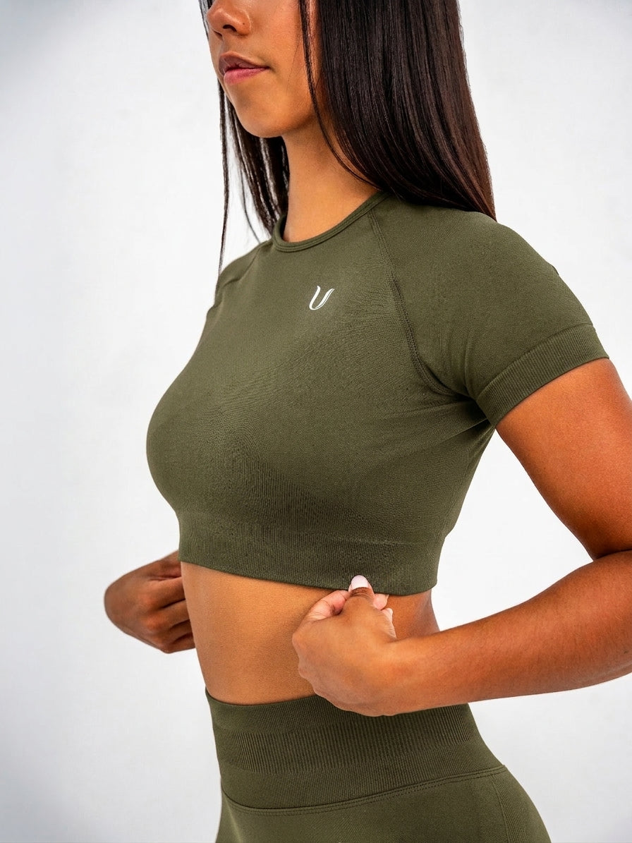 Luna | Premium Seamless Crop Top - Grün