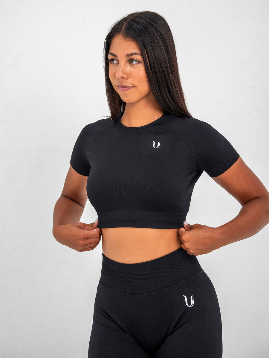 Luna | Premium Seamless Crop Top - Schwarz