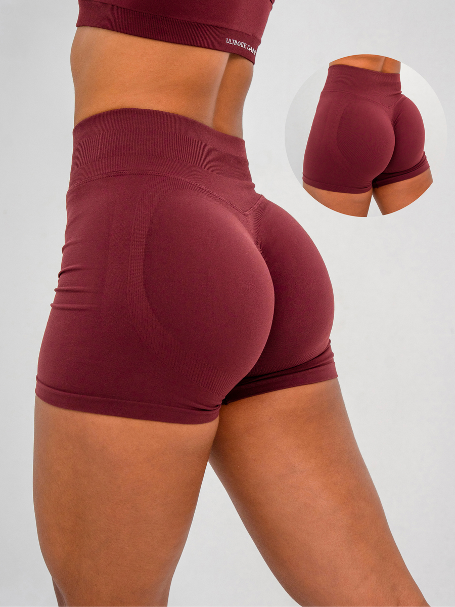 Luna | Premium Seamless Scrunch Short - Weinrot