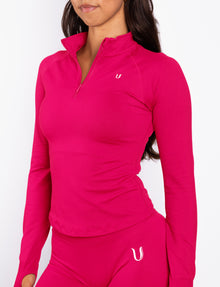 Beau | Half Zip Langarm Top - Rosa