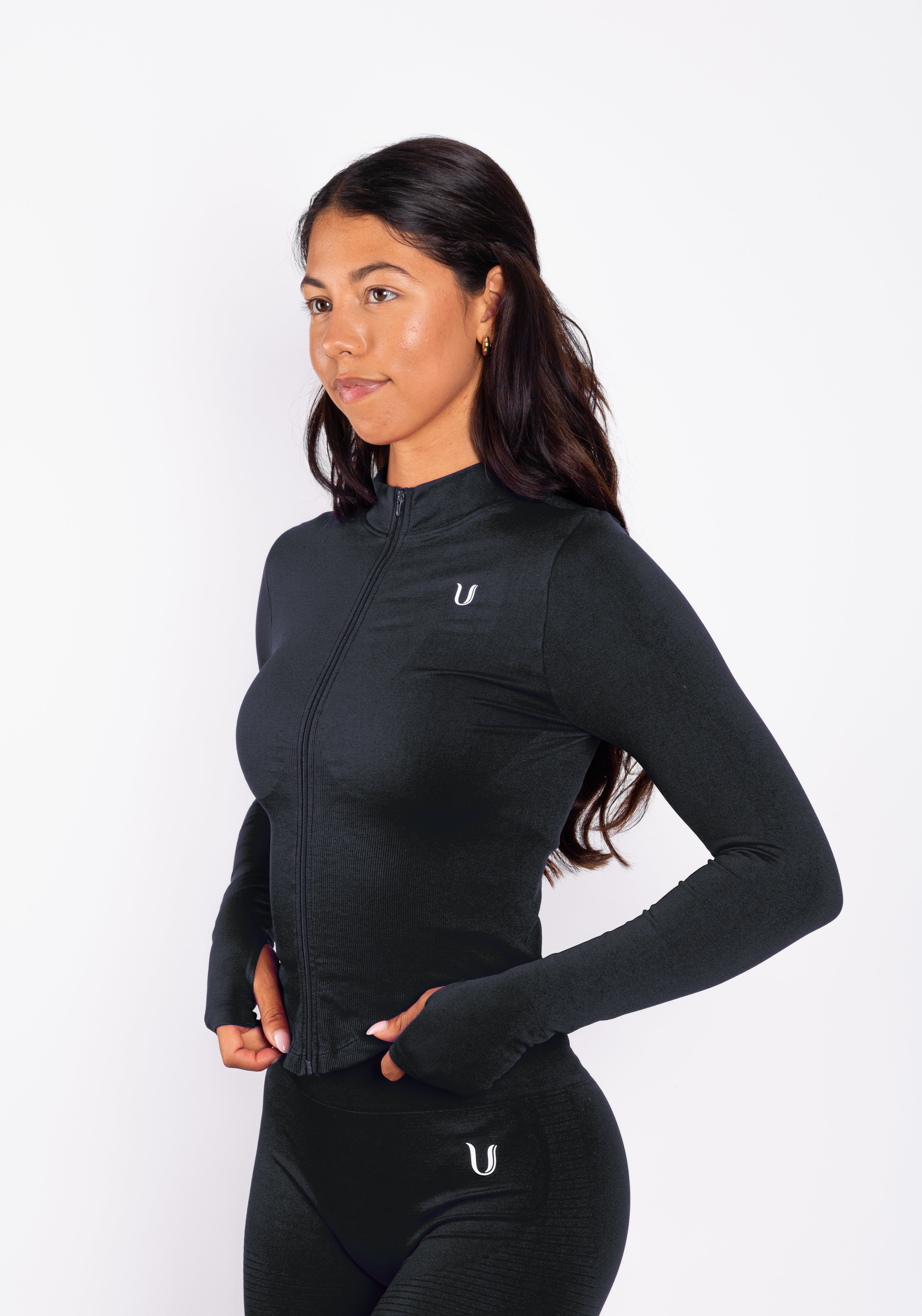 Bibi | Geripptes Nahtloses Zip Jacket – Rot