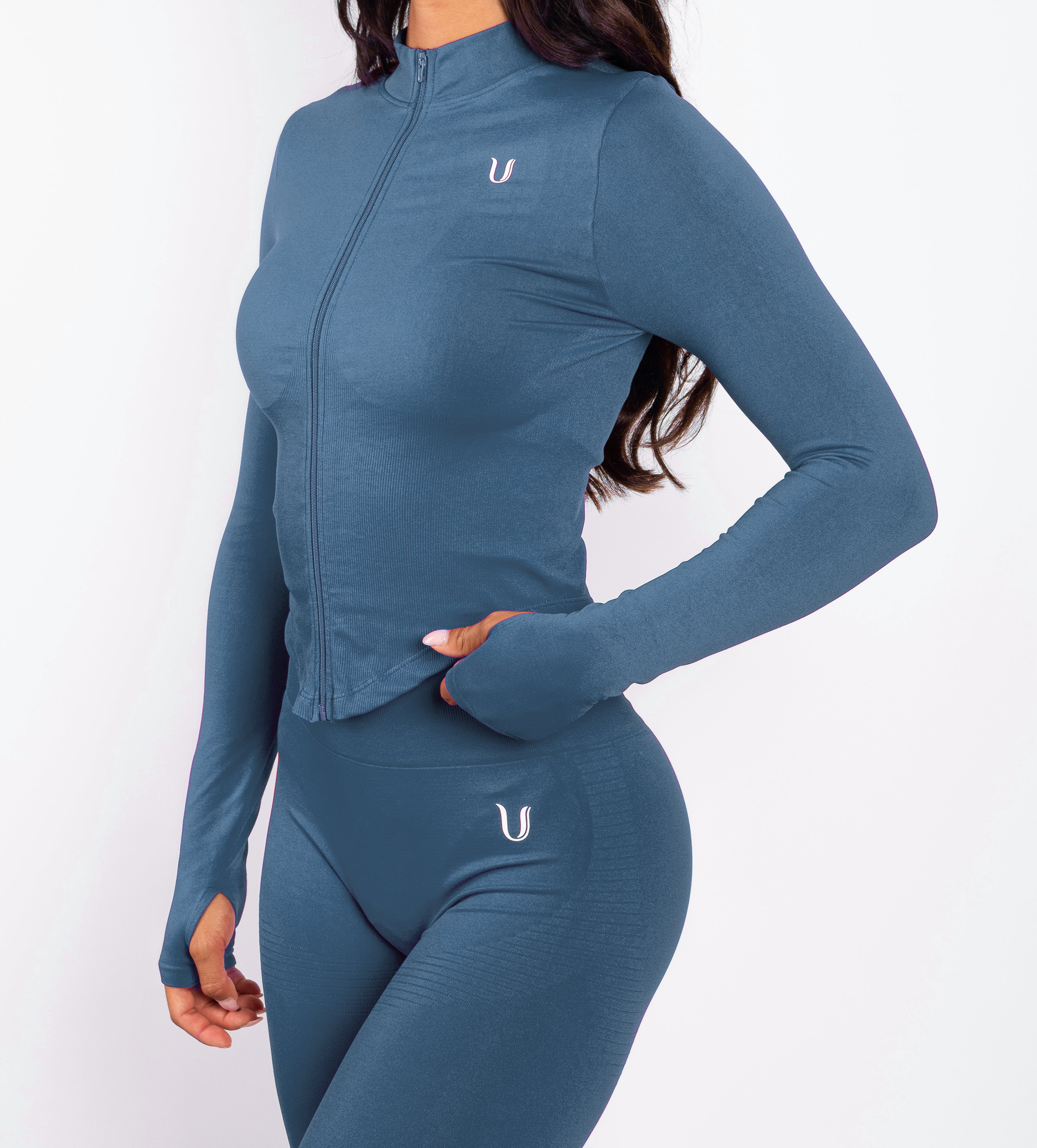 Bibi | Geripptes Nahtloses Zip Jacket – Rot