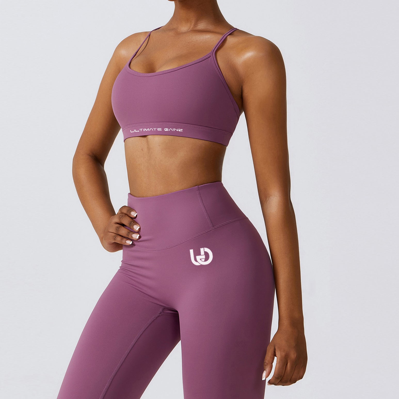 Hailey-Set | Nahtlos Top Leggings Set - Hellviolett