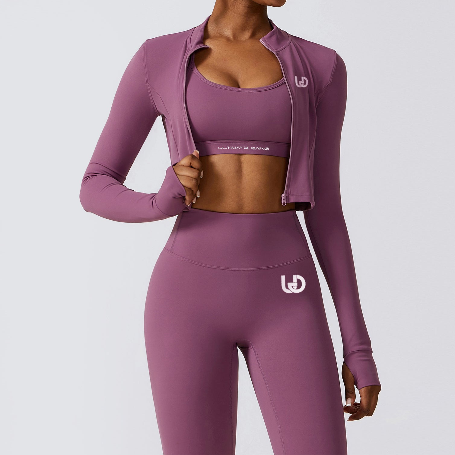 Hailey-Set | Langarm Top Leggings - Hellviolett