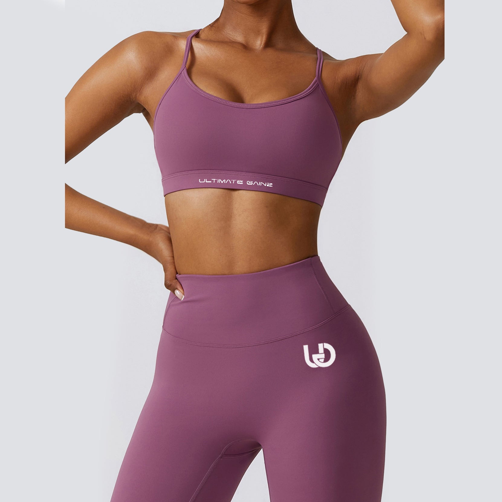 Hailey-Set | Nahtlos Top Leggings Set - Hellviolett