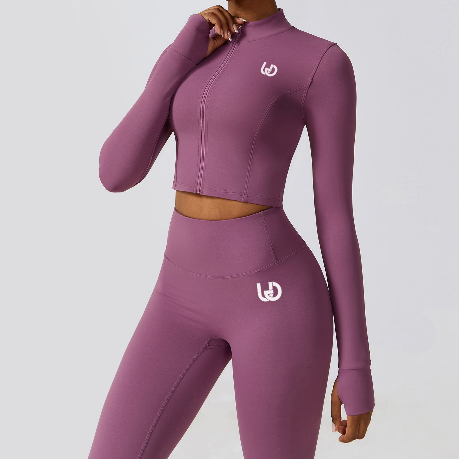 Hailey-Set | Langarm Top Leggings - Hellviolett