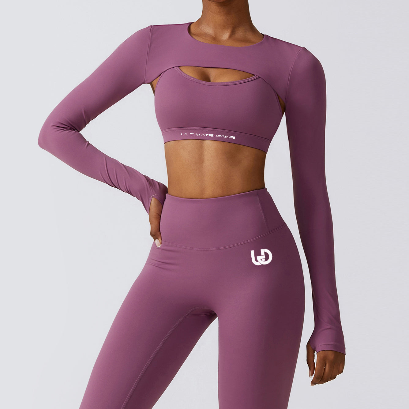 Hailey | Langarm-Crop Top - Hellviolett