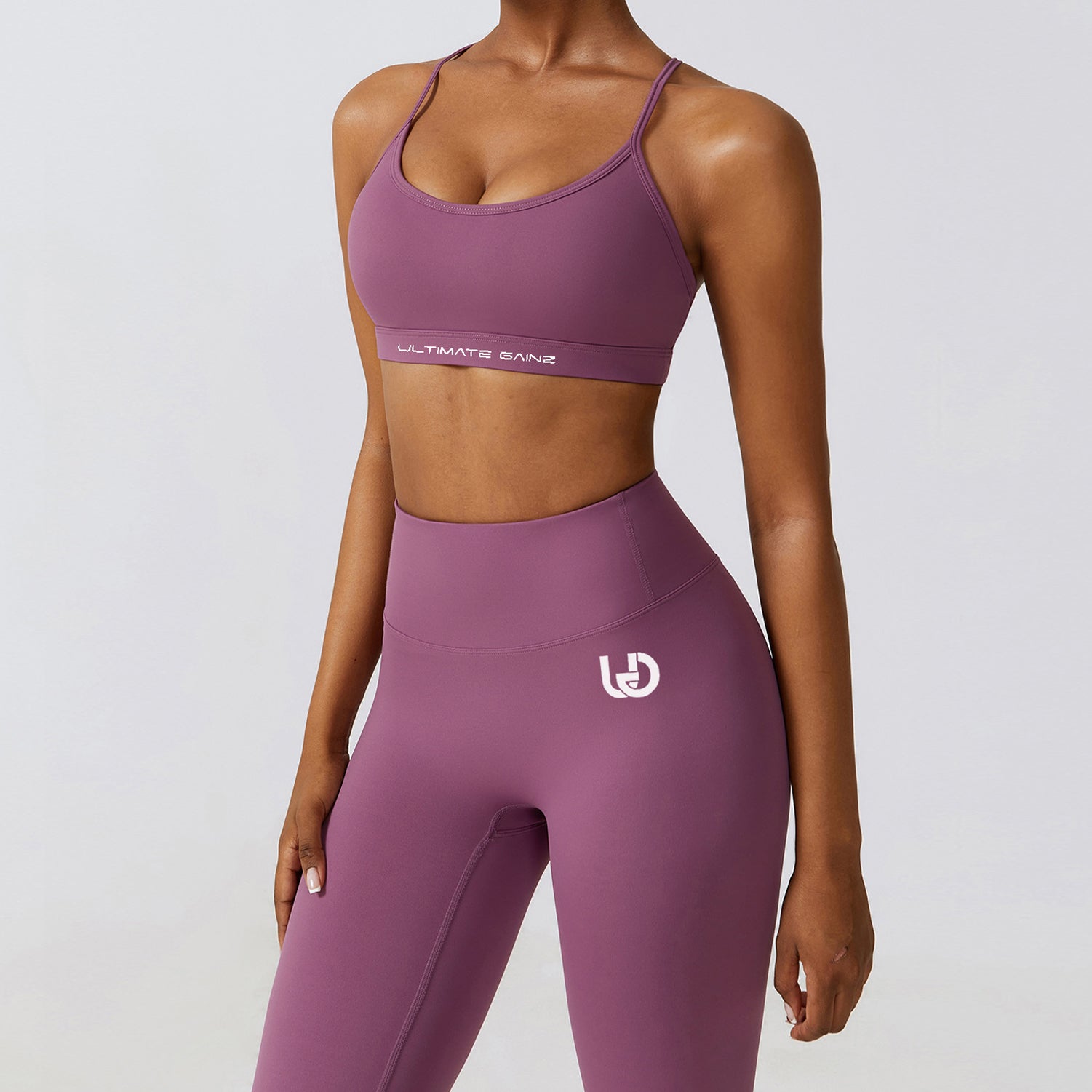 Hailey-Set | Nahtlos Top Leggings Set - Hellviolett