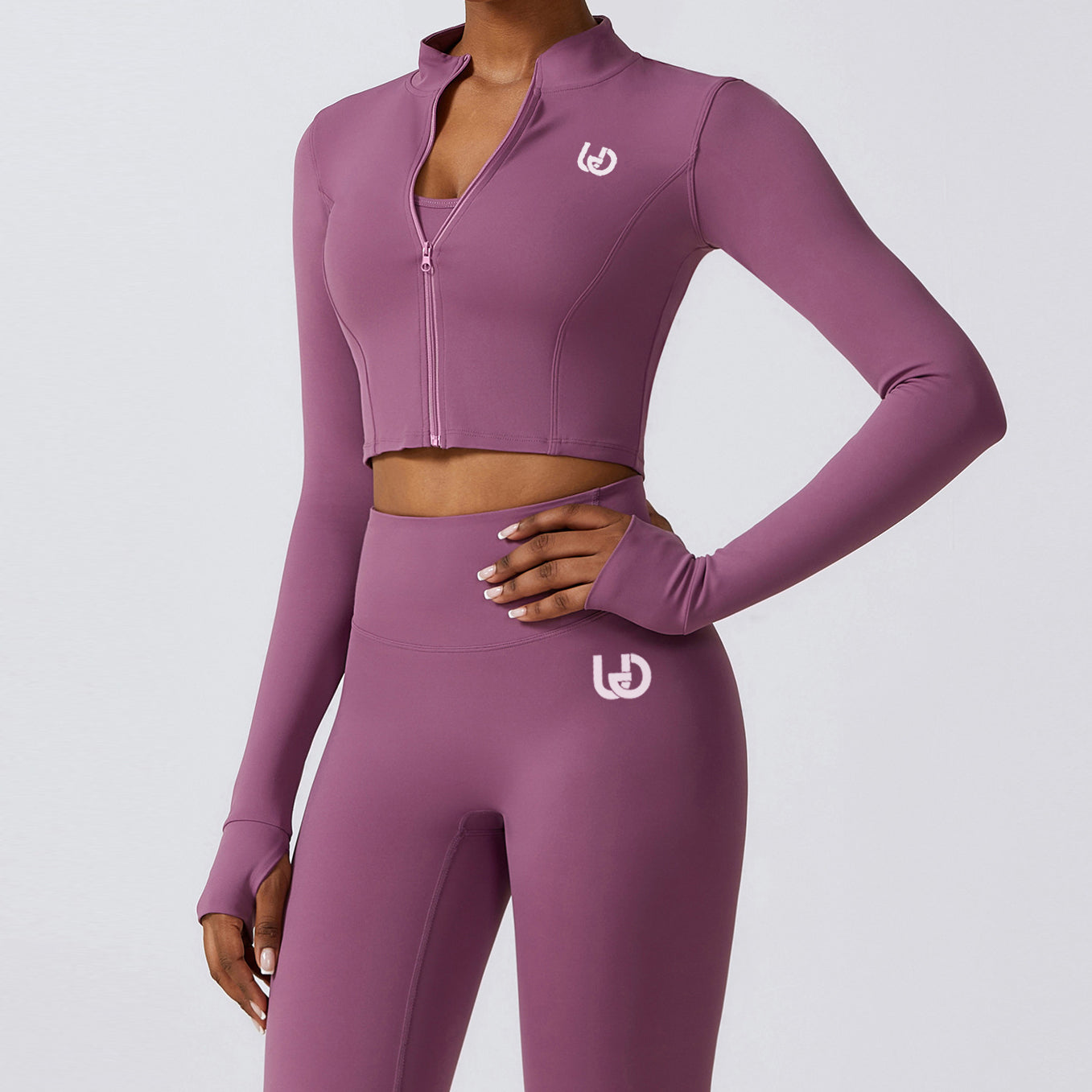 Hailey-Set | Langarm Top Leggings - Hellviolett