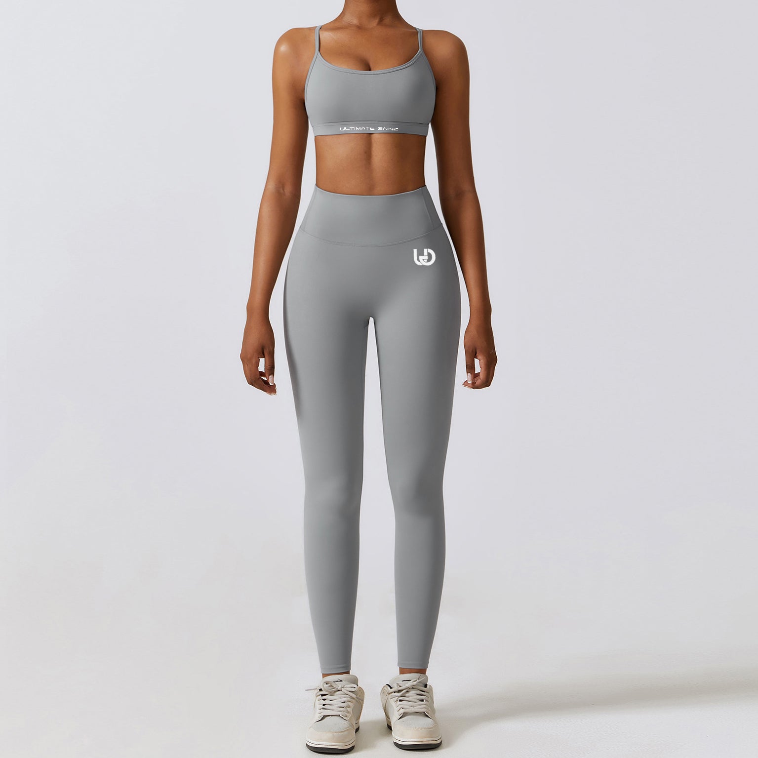 Hailey-Set | Top Leggings - Hellgrau