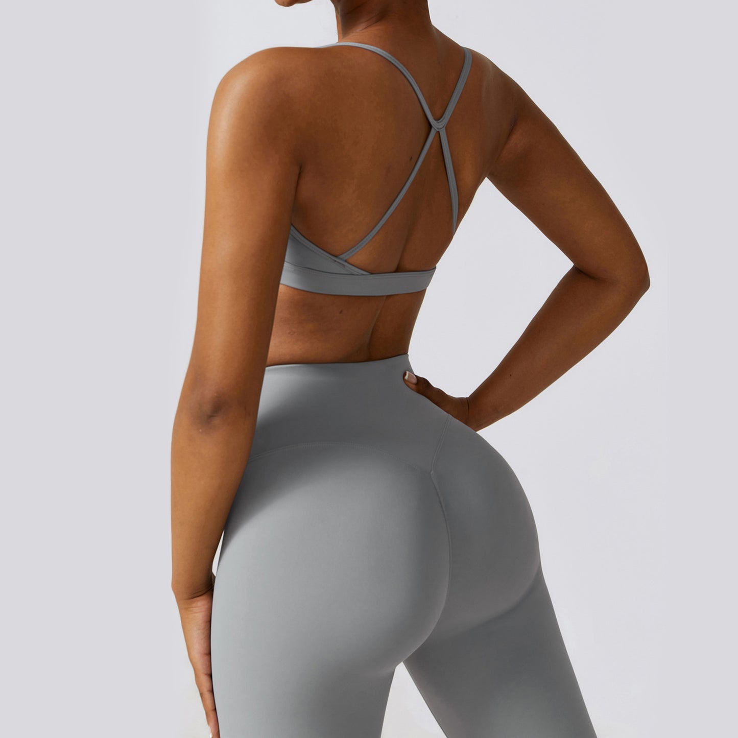 Hailey-Set | Top Leggings - Hellgrau