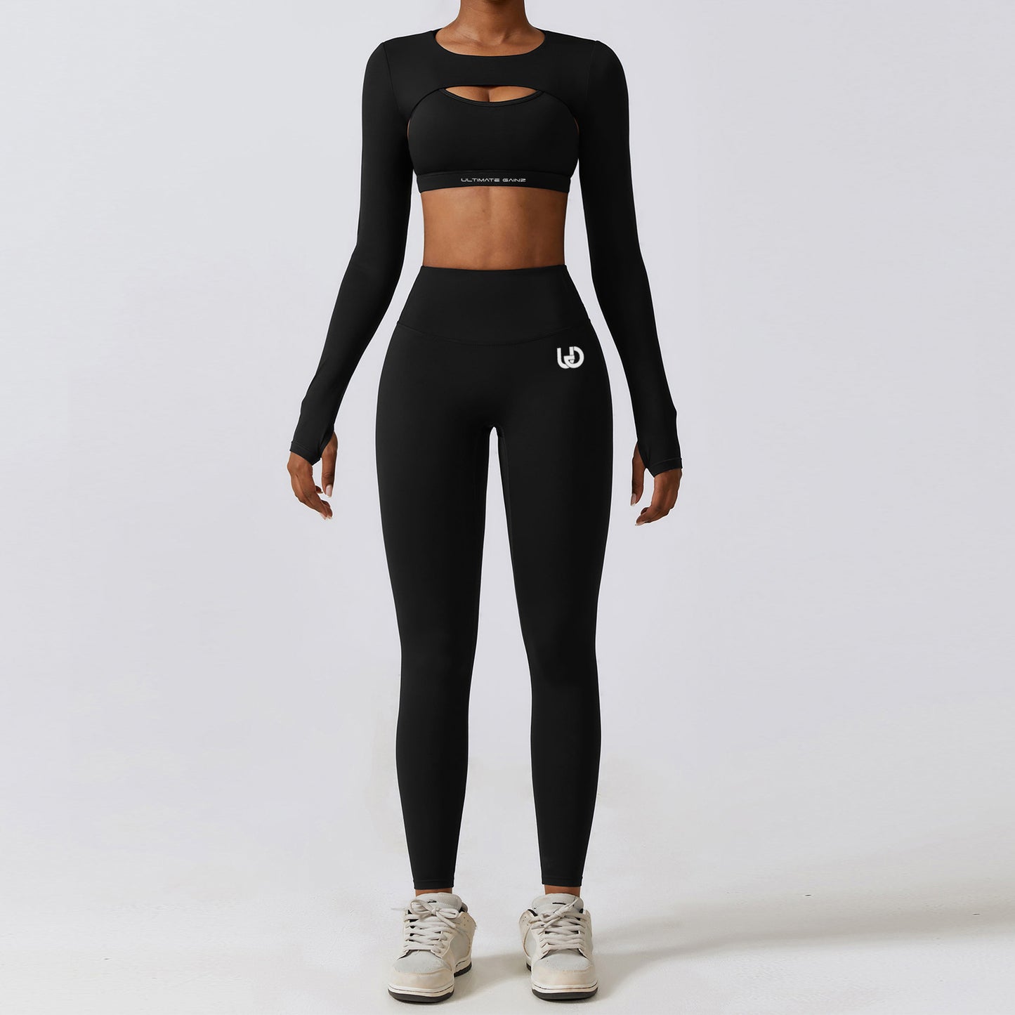 Hailey | Langarm Crop Top - Schwarz