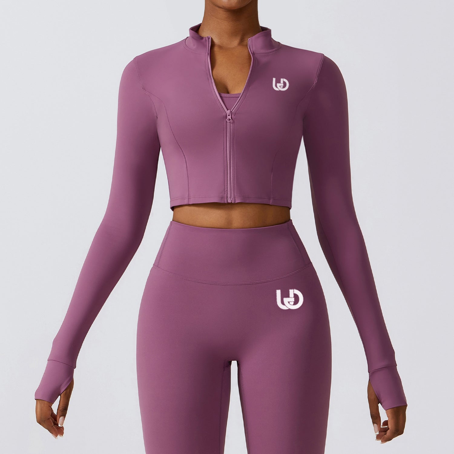 Hailey-Set | Langarm Top Leggings - Hellviolett