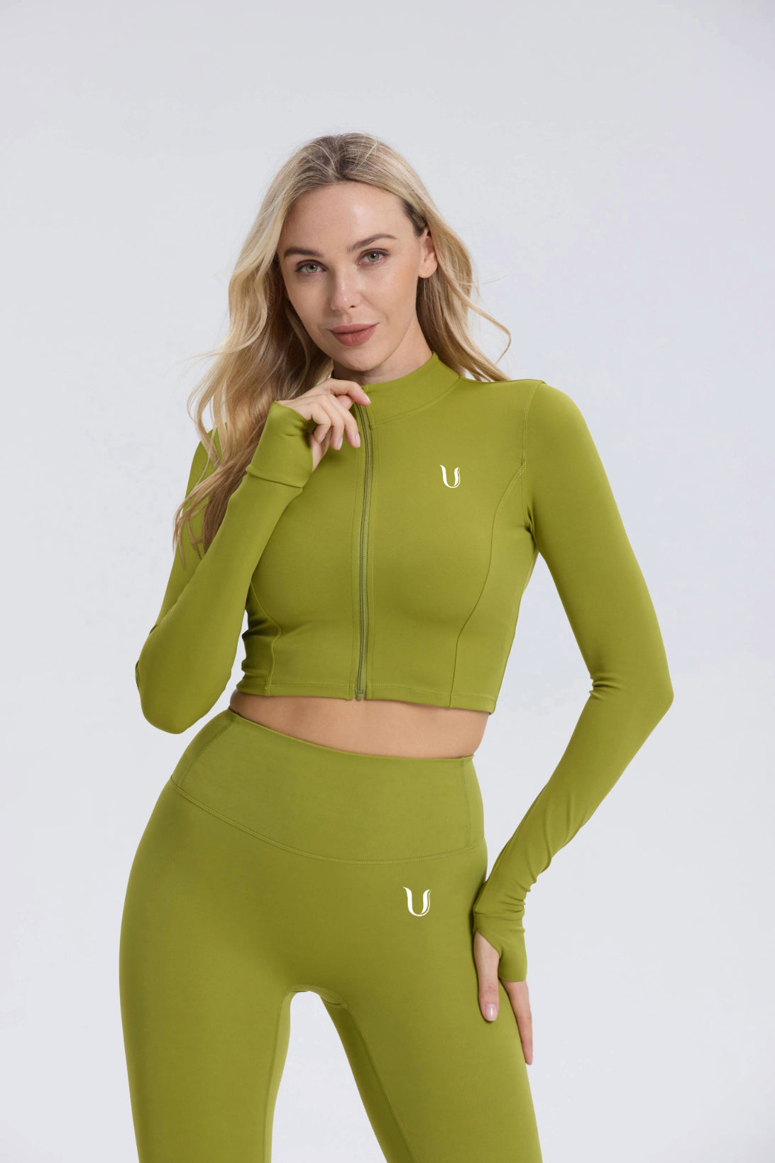 Hailey-Set | Langarm Top Leggings - Matcha