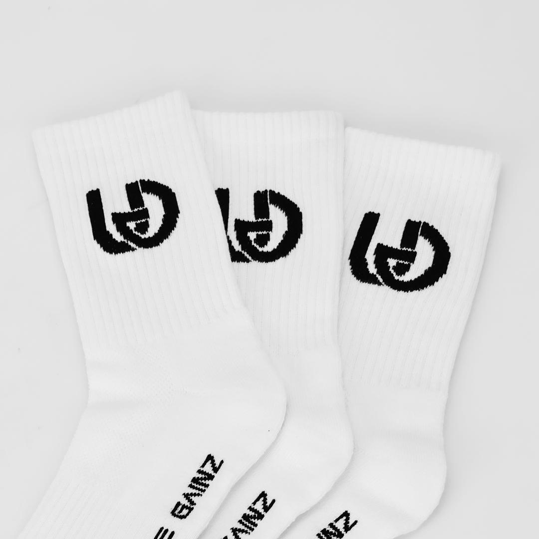 Ultimate Gainz - Performance Socken Unisex - Weiß 3 Paar